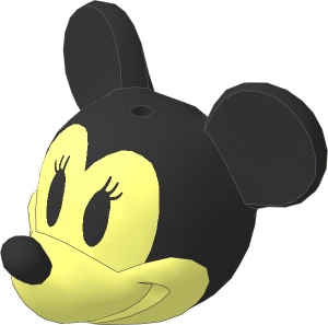 Minifig Head Mouse with Black Ears, Nose, Skull and Eyes with Eyelashes Pattern