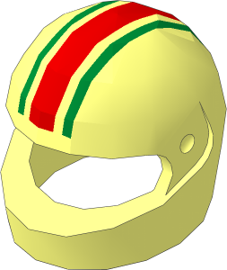 ~Minifig Helmet Standard with One Red and Two Green Stripes Pattern (Obsolete)