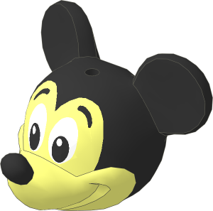 Minifig Head Mouse with Black Ears, Nose Eyebrows and Skull and Eyes with Black Pupil with White Highlight Pattern