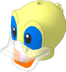 Minifig Head Duck with Bright Light Orange Bill and Black and Medium Blue Eyes Pattern