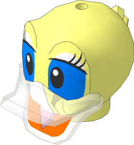 Minifig Head Duck with Bright Light Orange Bill, Eyelashes and Lavender Eye Shadow Pattern