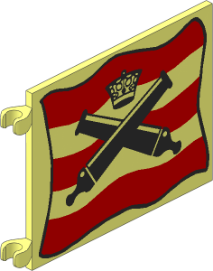 Flag  6 x  4 with Crossed Cannons over Red Stripes Pattern