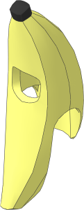 Minifig Headdress Banana with Black Ends Pattern