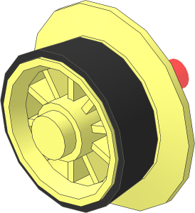Train Wheel Spoked with Conical Rim with Stub Axle and Black Tyre