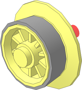 Train Wheel Spoked with Conical Rim with Stub Axle and Light Grey Tyre