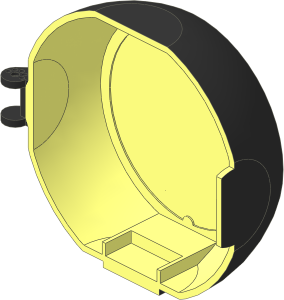 Container Semispherical Pod  6 x  2.4 x  6 with Clasp and Hinge and Chrome Black Outside Pattern