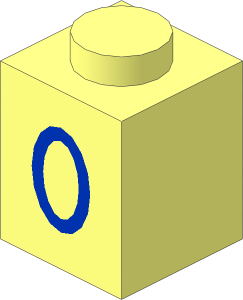 Brick  1 x  1 with Blue "0" (Numeric) Pattern