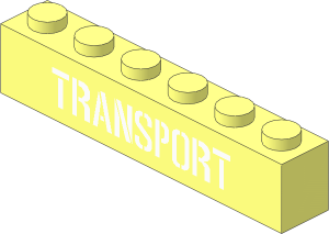 Brick  1 x  6 with White "TRANSPORT" Stencil Pattern