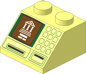 Slope Brick 45  2 x  2 with Building on Blue Screen, Card Slot and Keypad Pattern