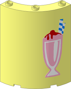 Panel  4 x  4 x  6 Corner Round with Pink Ice Cream Sundae Sticker
