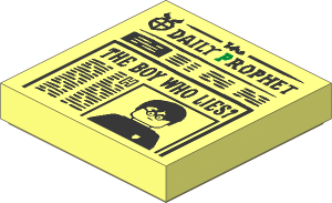 Tile  2 x  2 with Newspaper "the DAILY PROPHET" and "THE BOY WHO LIES?" Pattern