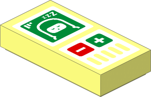 Tile  1 x  2 with Minifig Space Baby Monitor with Plus and Minus Sign Pattern