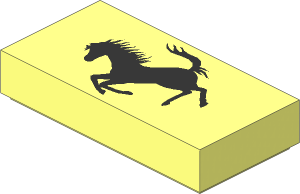 Tile  1 x  2 with Silver Ferrari Horse Logo Pattern