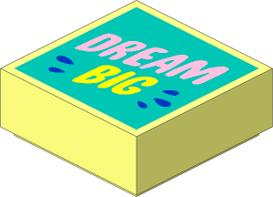 Tile  1 x  1 with "DREAM BIG" on Dark Turquoise Background Pattern