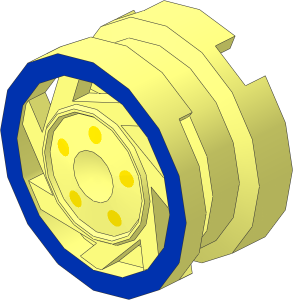 Wheel Rim  6.4 x 11 with  7 Spokes with Blue Ring and Five Yellow Dots Pattern