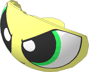 ~Minifig Head Powerpuff Girls Face with Buttercup Pattern