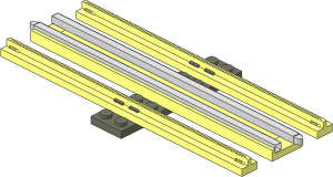 Train Track 12V Slotted Straight with Conductive Centre Rail without Sockets (Complete w/o End Sleepers)