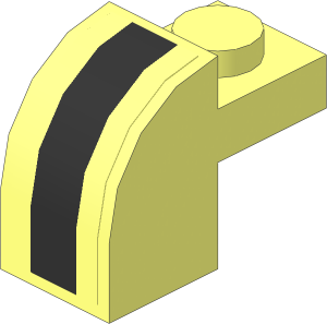 Brick  2 x  1 x  1.333 with Curved Top with Black Stripe Sticker