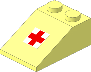 Slope Brick 33  3 x  2 with Red Cross Sticker
