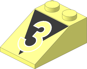Slope Brick 33  3 x  2 with "3" over Black Triangle Pattern