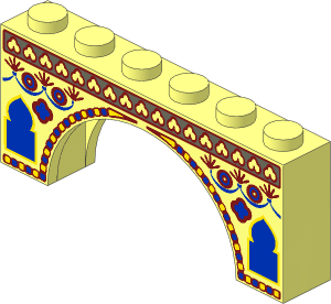 Arch  1 x  6 x  2 with Thick Top and Reinforced Underside with Oriental Pattern