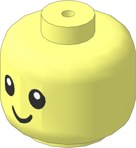 Minifig Baby Head with Neck with Eyes and Smile Pattern