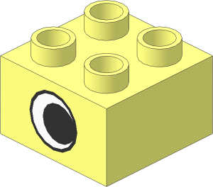 Duplo Brick  2 x  2 with Eye without White Spot on 2 Sides Pattern