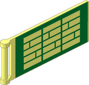 Flag  8 x  3 with Rod without Reinforced Base and Flat Sides with Metallic Gold Solar Panel Pattern