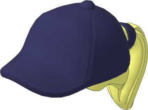 Minifig Hair with Ponytail and Coral Baseball Cap Pattern