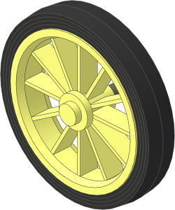 Wheel  8 x 35 with 12 Spokes with Black Tyre  7/ 50 x 36