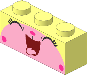 Brick  1 x  3 with Cat Face, Wide Open Mouth with Tongue and Closed Eyes Pattern