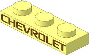 Plate  1 x  3 with "CHEVROLET" Medium Azure Pattern