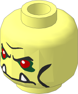 Minifig Head with Red Eyes and White Fangs Pattern