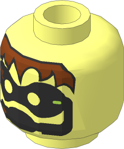 Minifig Head with Insectoids Metallic Copper Hair and Headset Pattern (Needs Work)