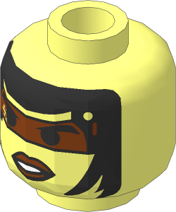 Minifig Head with Female Alien with Copper Lips and Headset Pattern