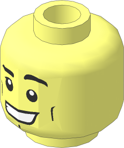 Minifig Head with White Pupils, Cheek Lines, Black Eyebrows, Wide Open Mouth and Chin Dimple Pattern