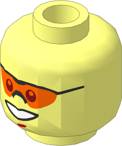 Minifig Head with Orange Sunglasses with Nose Piece, Open Mouth and Chin Dimple Pattern