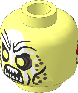 Minifig Head with LOTR Uruk-Hai Scowl and White Hand 2-Sided Pattern (Blocked Hollow Stud)