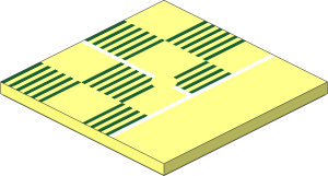 Tile  6 x  6 with Groove and Underside Studs with Dark Green and White Lines Pattern