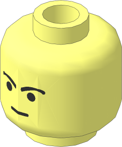 Minifig Head with Straight Smile and Black Curved Eyebrows Pattern