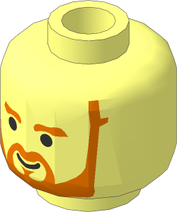 Minifig Head with Dark Orange Eyebrows and Trimmed Beard Pattern