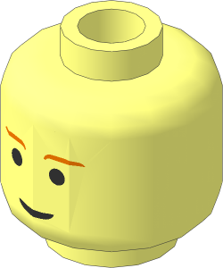 Minifig Head with SW Dark Orange Eyebrows and Slight Smile Pattern