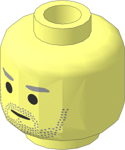 Minifig Head with Light Bluish Grey Eyebrows and Stubbles Pattern