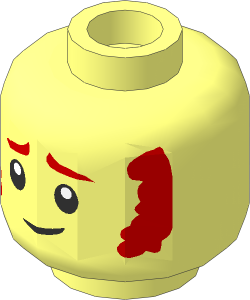 Minifig Head with Medium Nougat Eyebrows, Sideburns and White Pupils Pattern