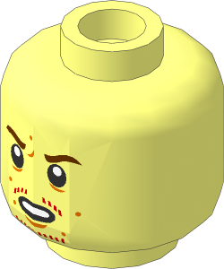 Minifig Head with Reddish Brown Eyebrows, Dark Orange Spots and Medium Nougat Goatee Stubbles Pattern