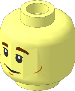 Minifig Head with Eyebrows, Pupils, Cheek Lines, Dimple and Smile / Scared 2-Sided Pattern