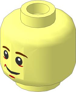 Minifig Head with Brown Eyebrows, White Pupils, Chin Dimple, Smile / Scared Open Mouth 2-Sided Pattern