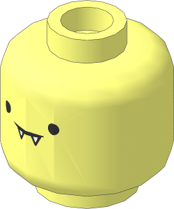Minifig Head with Small Black Eyes, Closed Mouth with Fangs / Open Wide Dark Red Mouth with Fangs 2-Sided Pattern