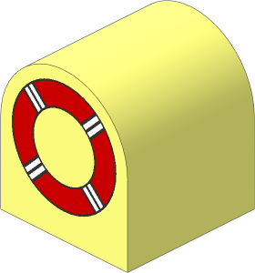 Duplo Brick  2 x  2 x  2 Curved Top with Life Preserver Pattern