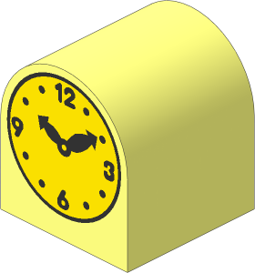Duplo Brick  2 x  2 x  2 Curved Top with Clock Hands 10:10 Pattern